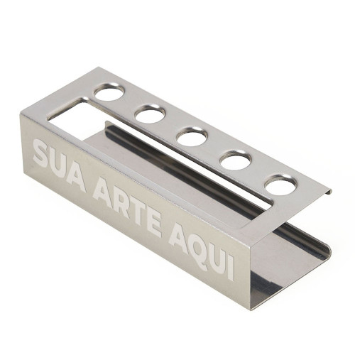 Porta Cartão Inox com Suporte Para Canetas